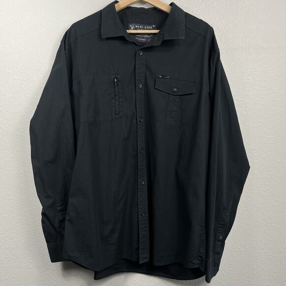 MARC ECKO MENS BLACK CASUAL BUTTON-DOWN SHIRT SIZE L CHEST 22" LENGTH 30" - Picture 2 of 12